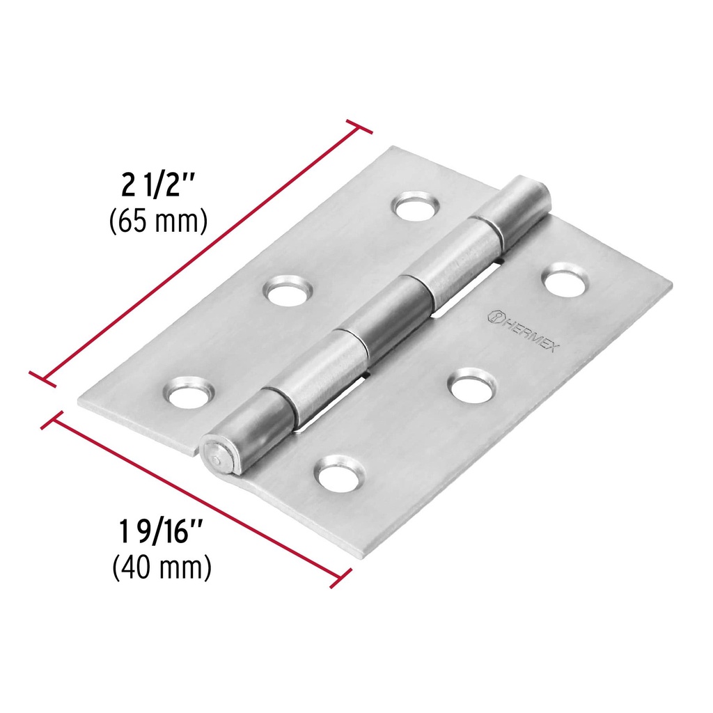 Bisagra rectangular 2-1/2' acero inoxidable, Hermex