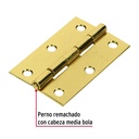 Bisagra rectangular 2-1/2' acero latonado, Hermex