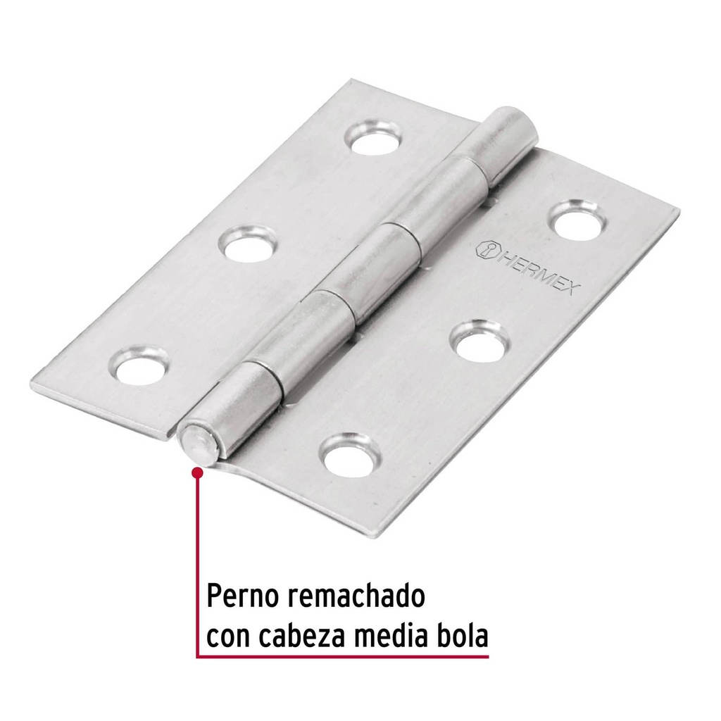 Bisagra rectangular 3' acero inoxidable, Hermex