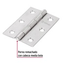 Bisagra rectangular 3' acero inoxidable, Hermex