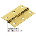 Bisagra rectangular 3' acero latonado, Hermex