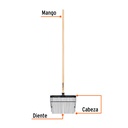 Bieldo cabeza plástica, 16 dientes, mango 54', Truper