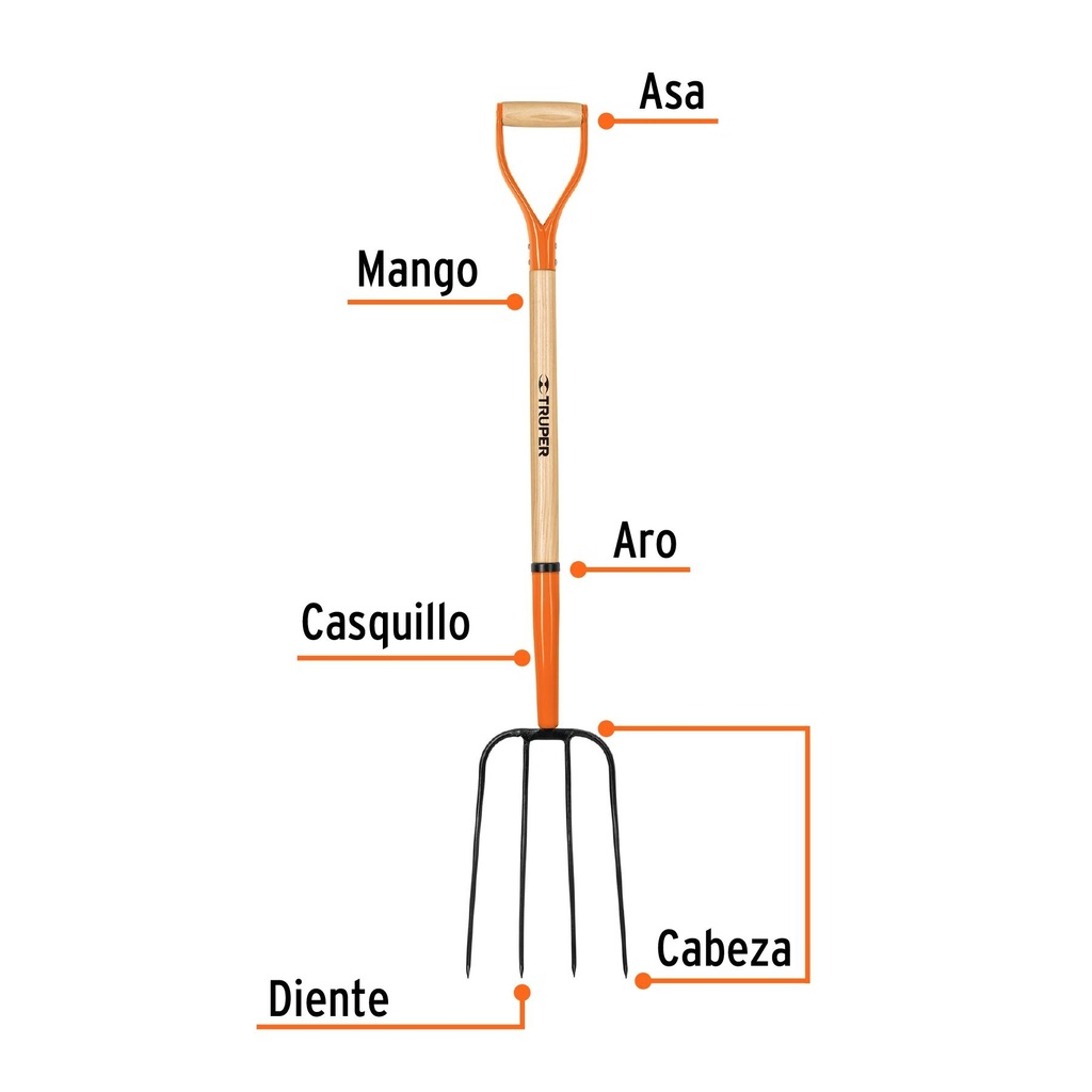 Bieldo para paja, 4 dientes, puño 'Y', Truper