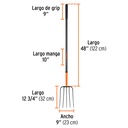 Bieldo para paja, 5 dientes, mango de acero 48', Truper