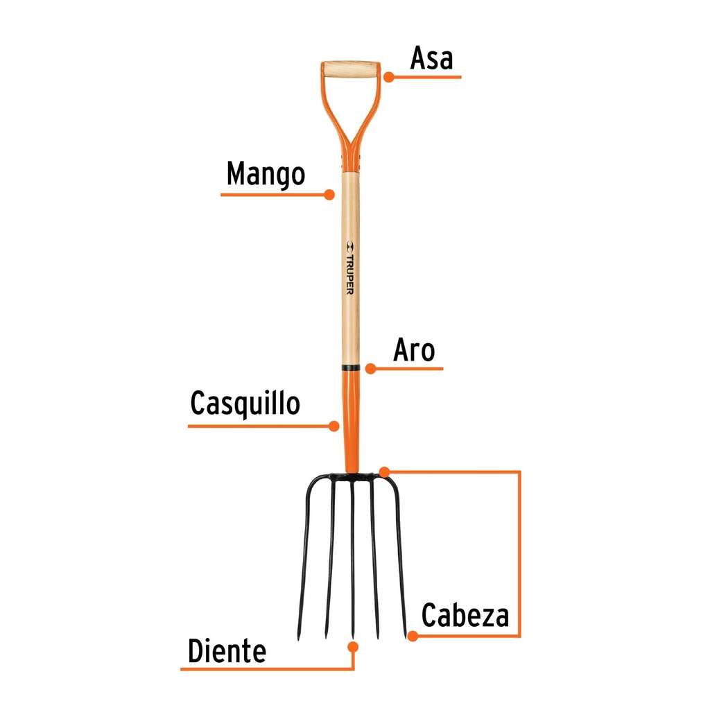 Bieldo para paja, 5 dientes, puño 'Y', Truper