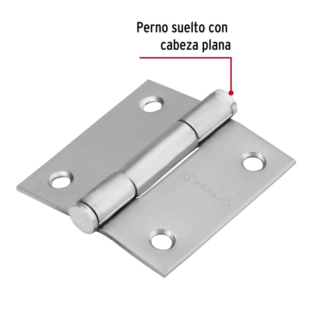 Bisagra cuadrada 2' acero inoxidable, plana, Hermex