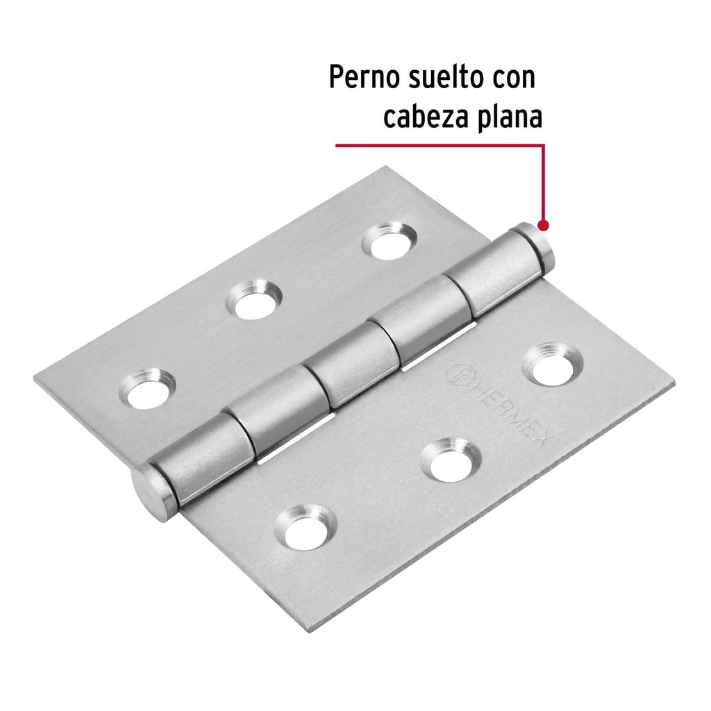 Bisagra cuadrada 2-1/2' acero inoxidable, plana, Hermex