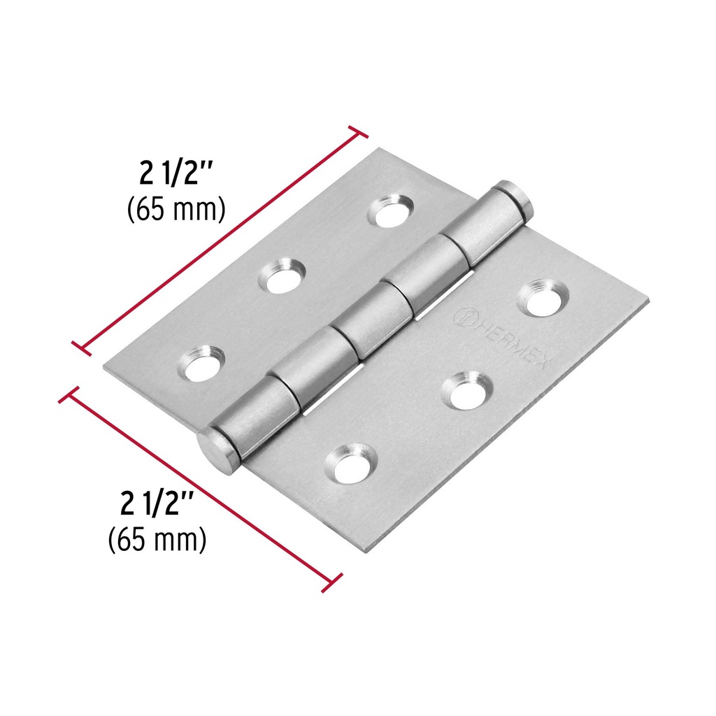 Bisagra cuadrada 2-1/2' acero inoxidable, plana, Hermex