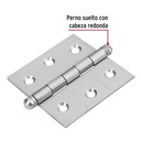 Bisagra cuadrada 2-1/2' acero inoxidable, redonda, Hermex