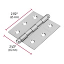 Bisagra cuadrada 2-1/2' acero inoxidable, redonda, Hermex