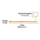 Barreta de punta de 1'x150 cm, escoplo 72 mm,Truper