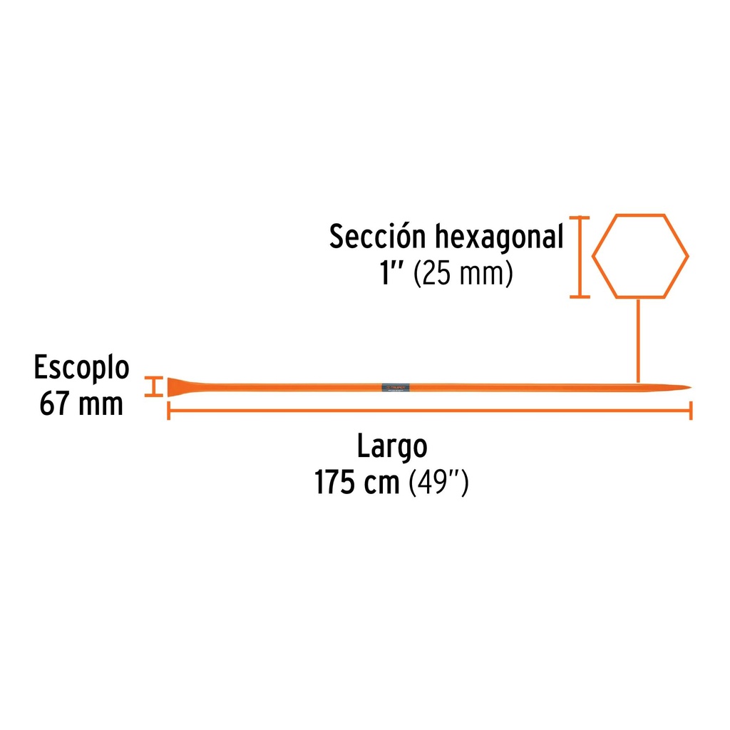 Barreta para tierra dura de 1'x175 cm, escoplo 67 mm, Truper