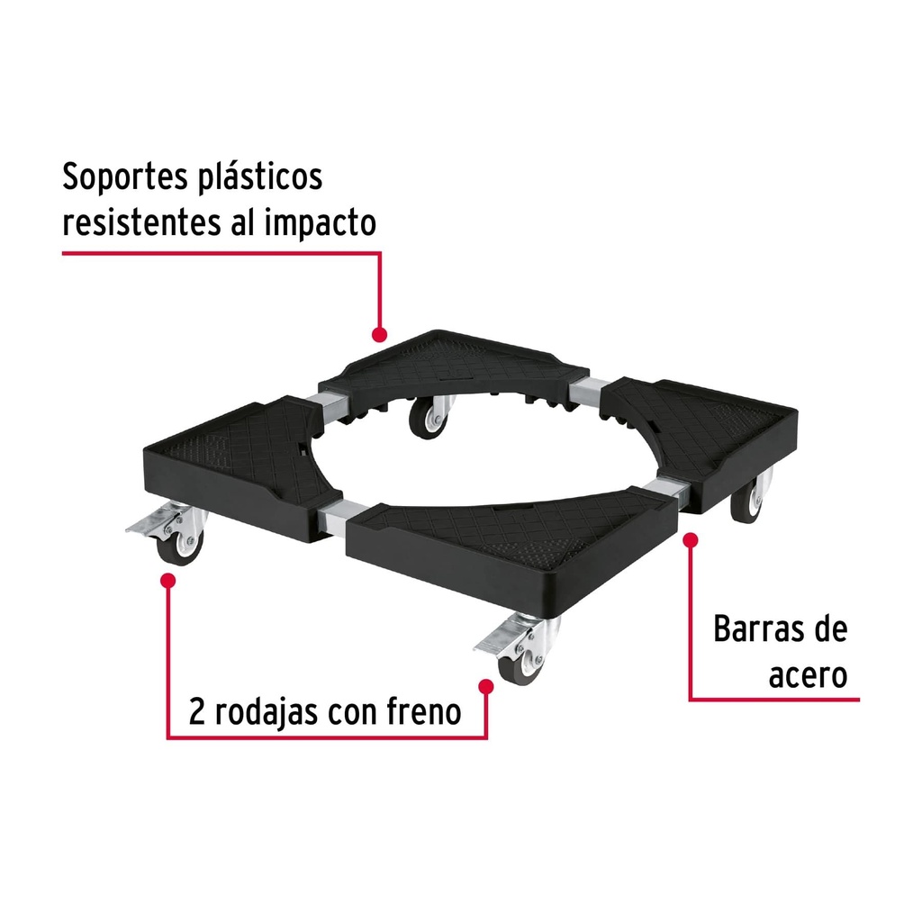 Base con ruedas ajustable para línea blanca, Fiero