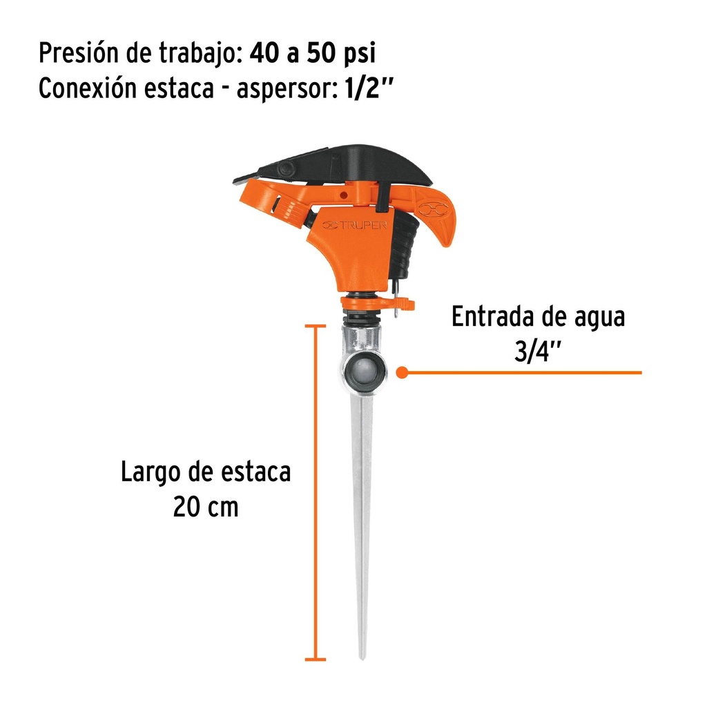 Aspersor plástico una vía, estaca de 11', Truper