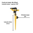 Aspersor plástico una vía, estaca de 17 cm, Pretul