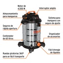 Aspiradora de 16gal en acero inox, sólidos-líquidos, Truper