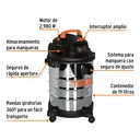 Aspiradora de sólidos y líquidos de 5 gal en acero inox