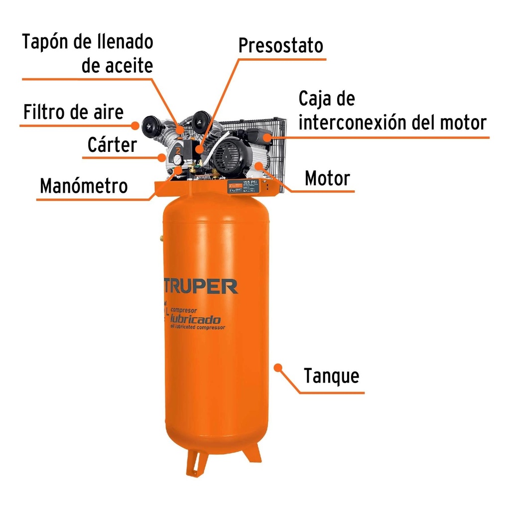 Compresor vertical 240 L, 4 HP (potencia máxima ), 220 V