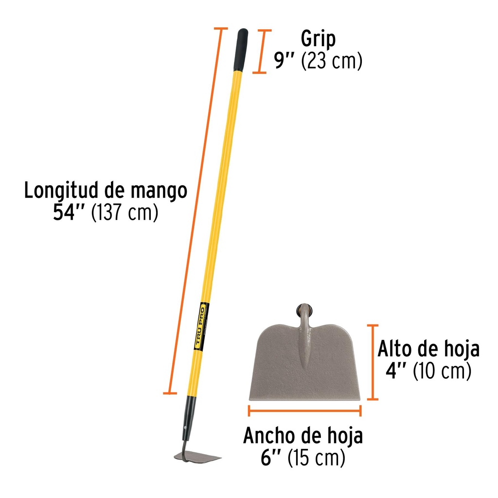 Azadón jardinero con mango fibra de vidrio 60', Truper