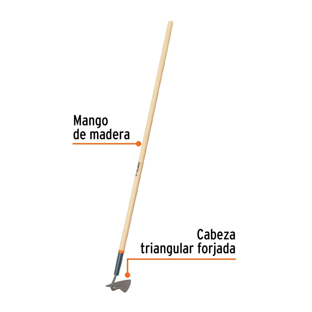 Azadón triangular jardinero con mango de madera 54', Truper