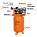 Compresor vertical 120 L, 4 HP (potencia máxima ), 220 V