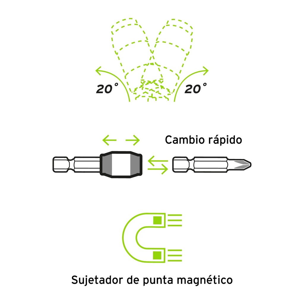 Adaptador articulado de 90 mm magnético para puntas, Expert