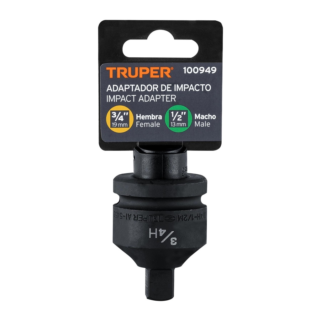 Adaptador de Impacto 3/4' (H) x 1/2' (M), Truper