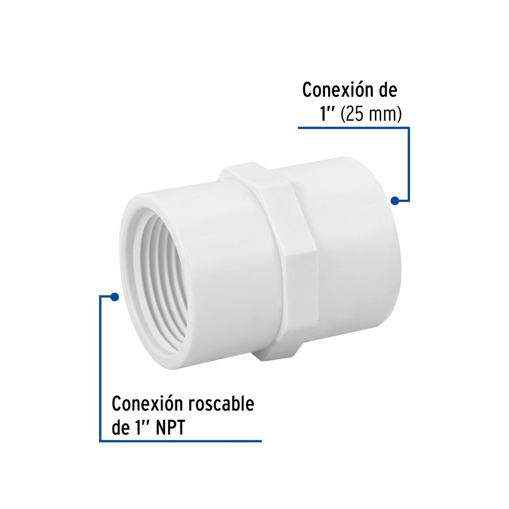 Adaptador hembra de PVC 1', Foset