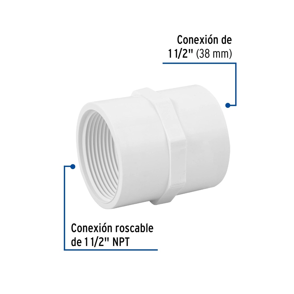 Adaptador hembra de PVC 1-1/2', Foset