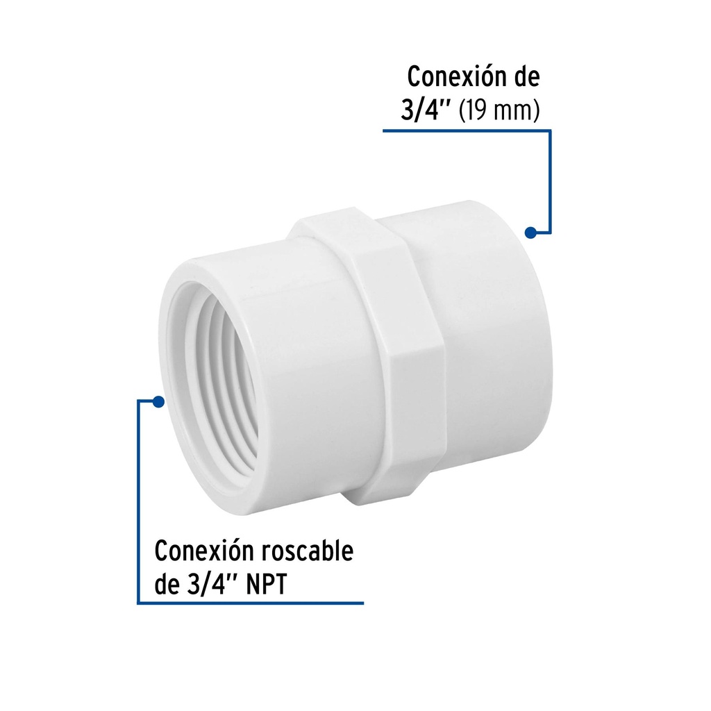 Adaptador hembra de PVC 3/4', Foset