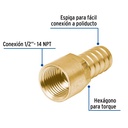 Adaptador hembra de latón 1/2' para poliducto, Foset