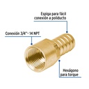 Adaptador hembra de latón 3/4' para poliducto, Foset