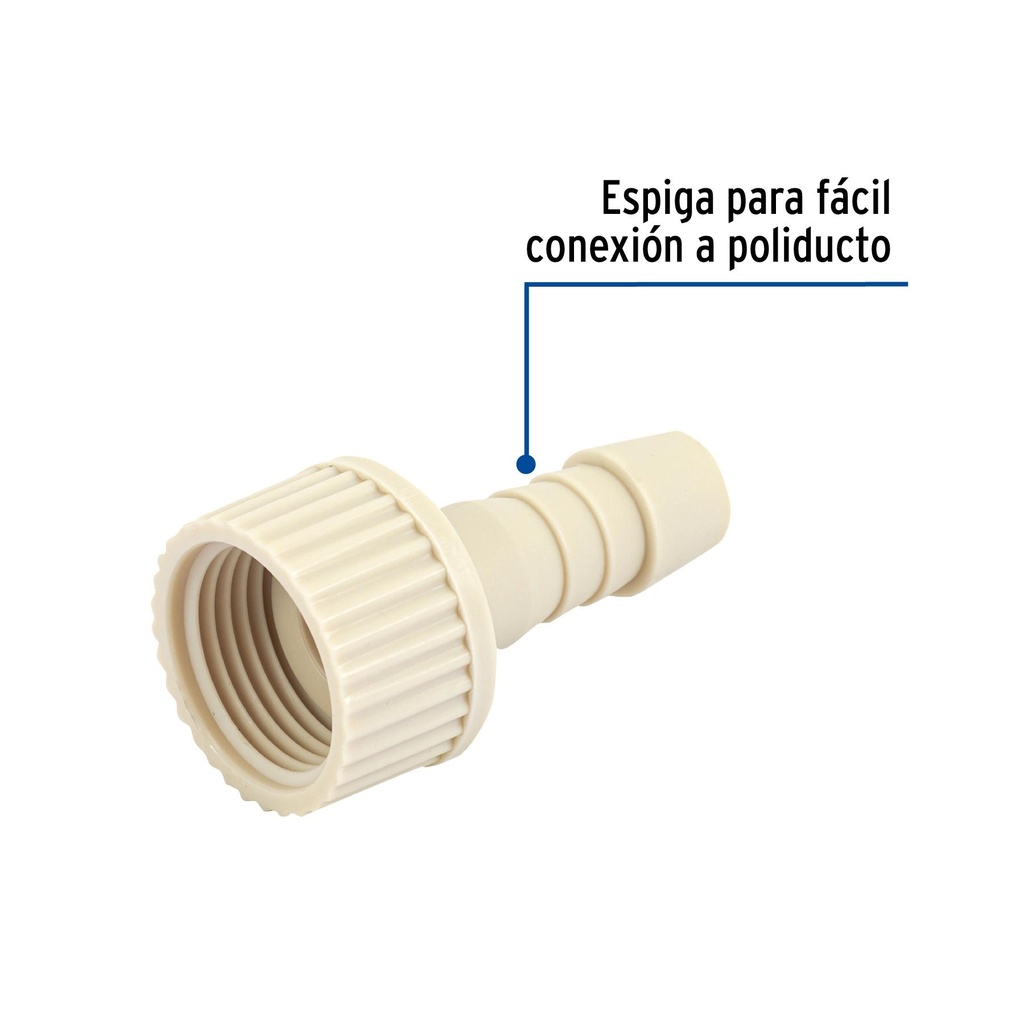 Adaptador hembra movible de polipropileno 3/4' x 1/2', Foset