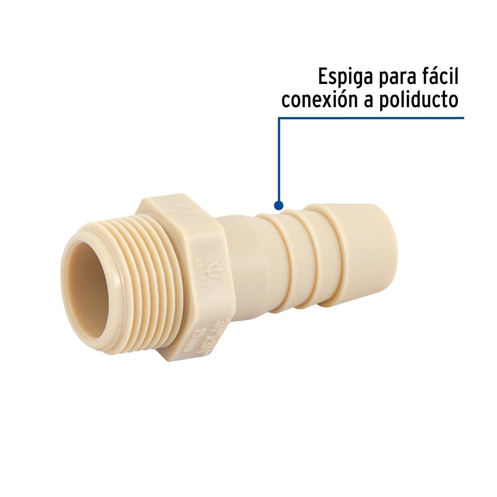 Adaptador inserción rosca exterior de 3/4' x 3/4', Foset