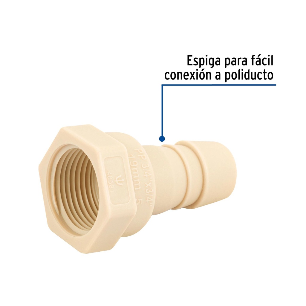 Adaptador inserción rosca interior de 3/4' x 3/4', Foset