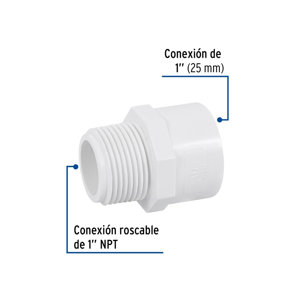 Adaptador macho de PVC de 1', Foset