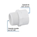 Adaptador macho de PVC de 1-1/2', Foset