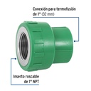 Adaptador PPR 1' hembra con inserto metálico, Foset