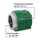 Adaptador PPR 1-1/2' hembra con inserto metálico, Foset