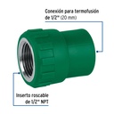 Adaptador PPR 1/2' hembra con inserto metálico, Foset