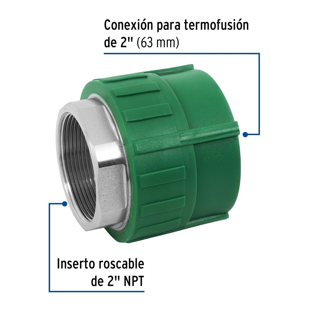 Adaptador PPR 2' hembra con inserto metálico, Foset