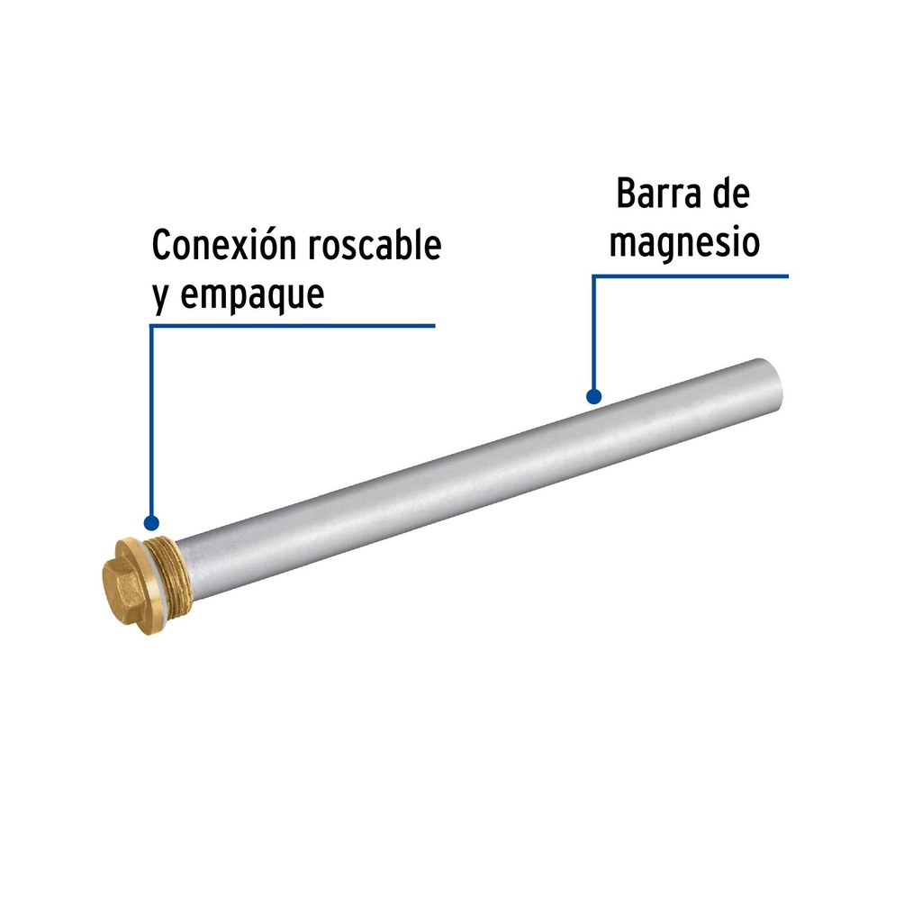 Ánodo de magnesio para calentador solar, 3/4', Foset