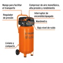 Compresor de aire libre de aceite, 50 L, 3 HP (potencia máx)