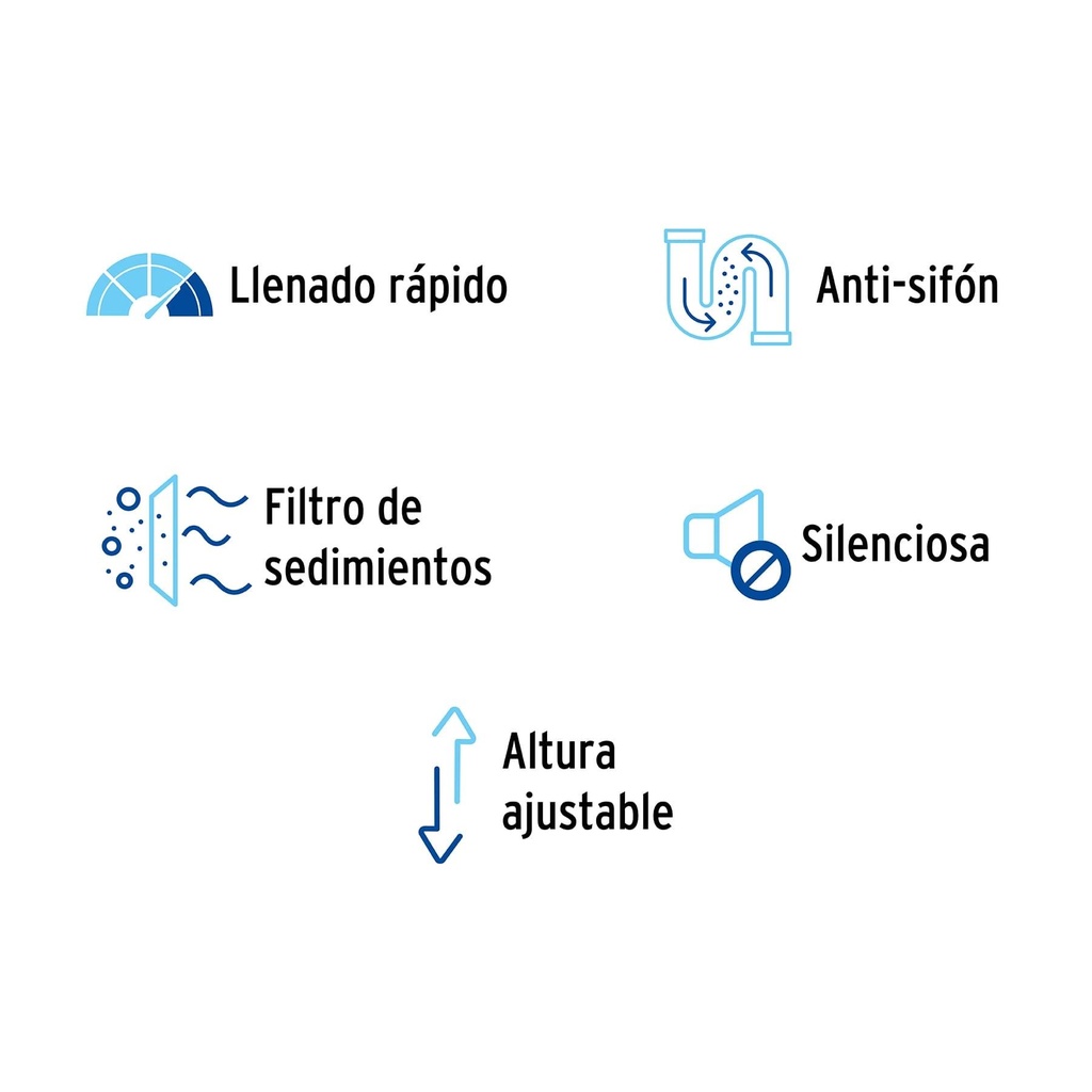 Válvula de llenado, ajustable, de plástico para tanque bajo