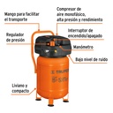 Compresor de aire libre de aceite, 30 L, 3 HP (potencia máx)