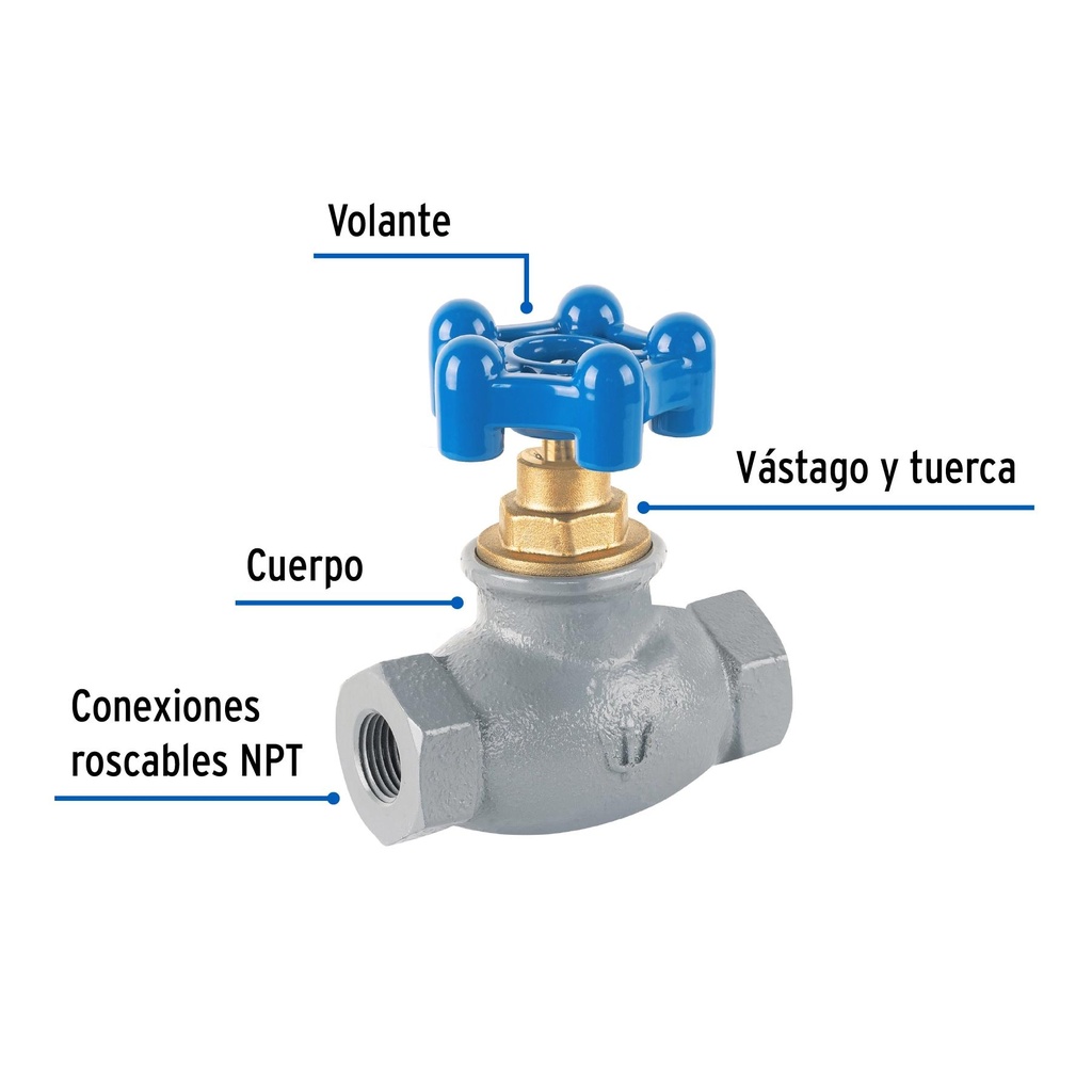 Válvula globo de hierro para gas LP,1/2', Foset