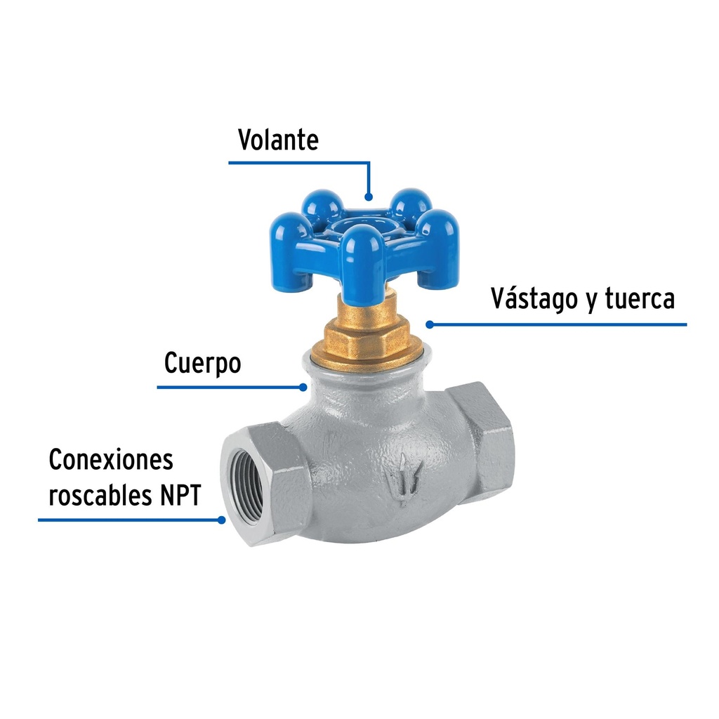 Válvula globo de hierro para gas LP,3/4', Foset