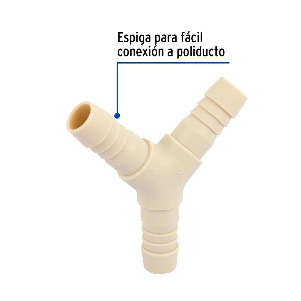 Yee inserción 3/4' de polipropileno, Foset