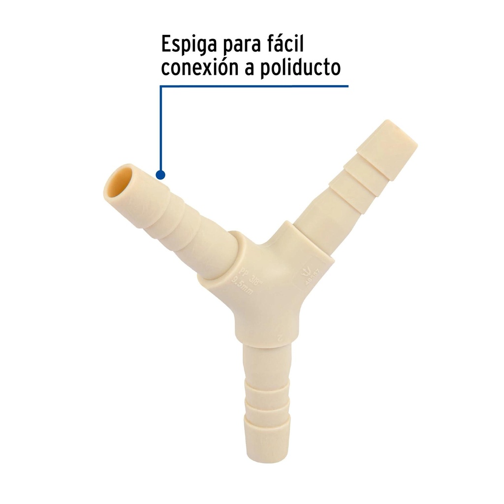 Yee inserción 3/8' de polipropileno, Foset