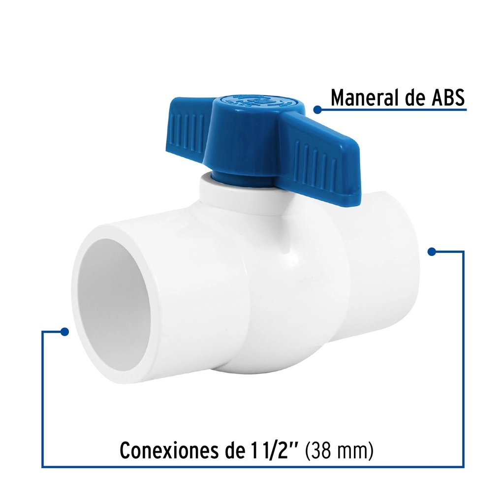 Válvula de esfera de PVC 1 1/2' para cementar, Foset